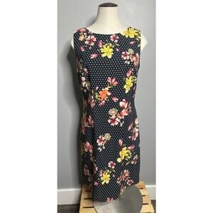 ALYX Floral White Polka Dots Sleeveless Sheath Mini Dress Back Zipper Size 6